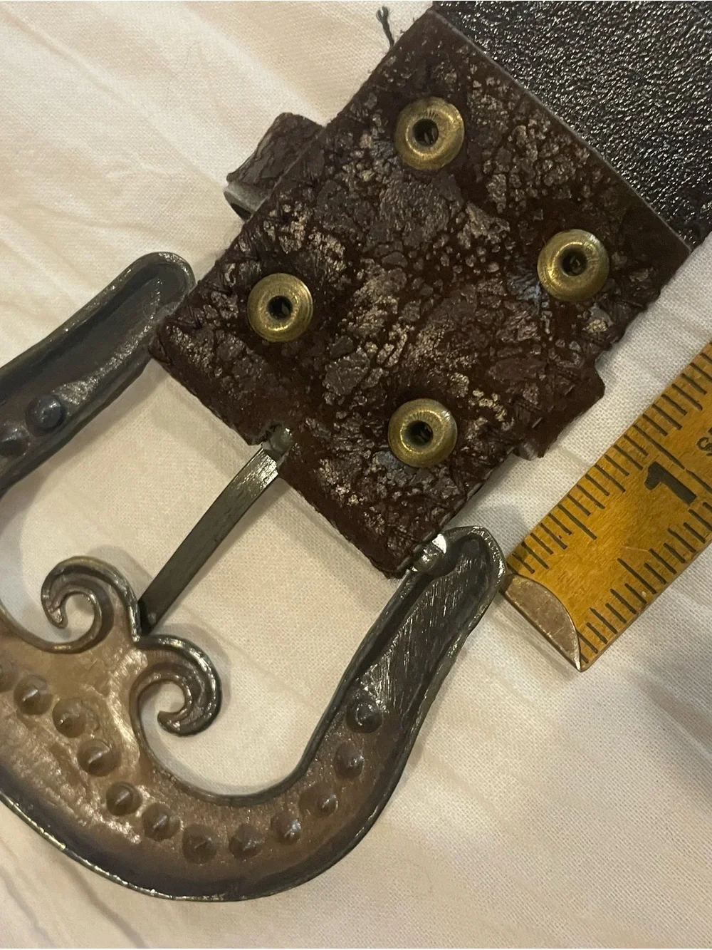 Y2K Boho Western Brown Studded Belt Rhinestone Buckle Coastal Cowgirl